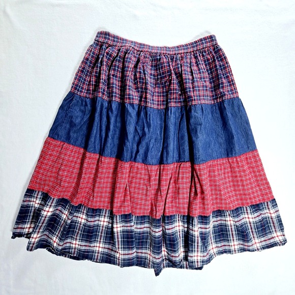 Ozark Mountain Jean Co Skirt Western Vintage Boho Maxi Tiered Prairie Size M - Picture 1 of 14